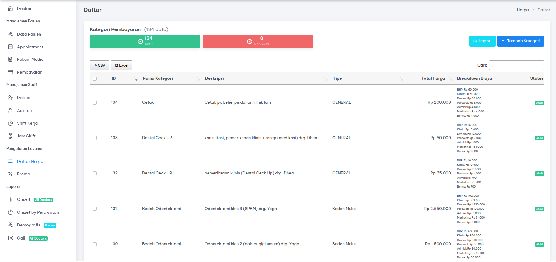 Daftar Harga Treatment